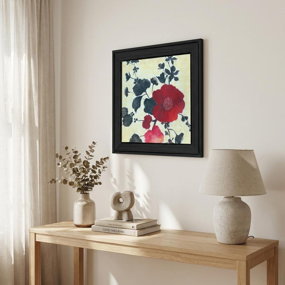 Japanese Blossoms Black Framed Print Wall Art