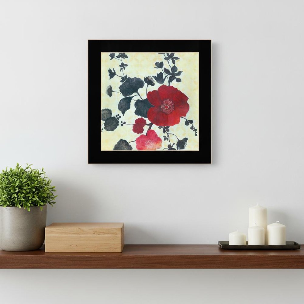 Japanese Blossoms Black Framed Print Wall Art