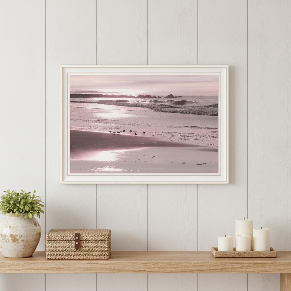Breakfast On The Beach Black Framed Print Wall Art
