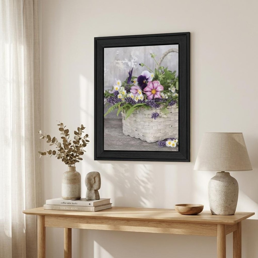 Fresh Garden Basket Black Framed Print Wall Art