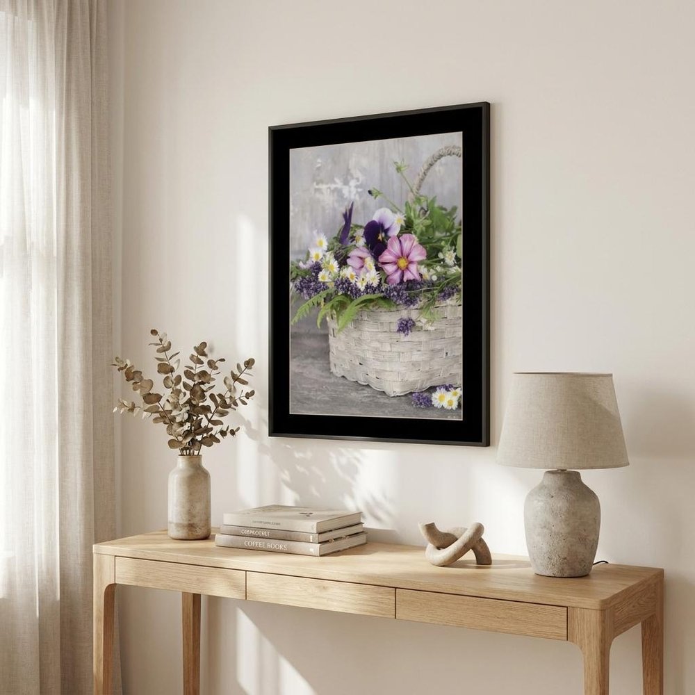 Fresh Garden Basket White Framed Print Wall Art