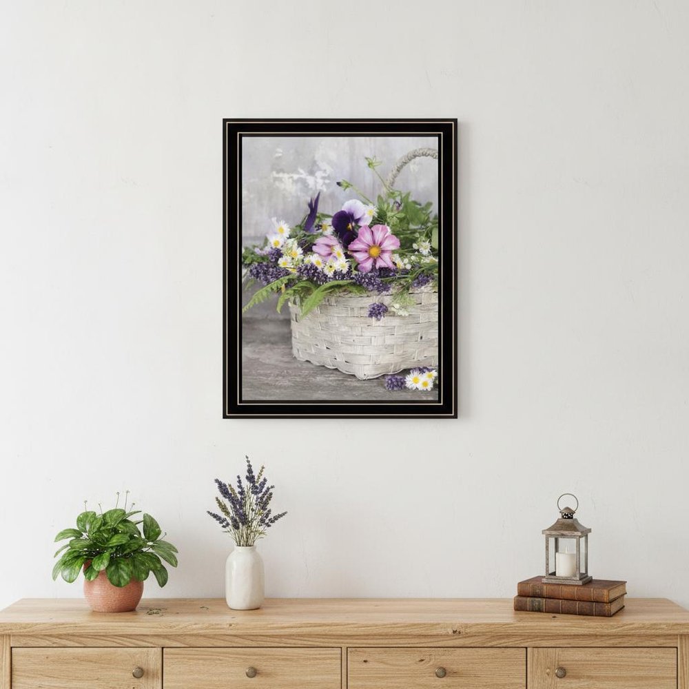 Fresh Garden Basket White Framed Print Wall Art
