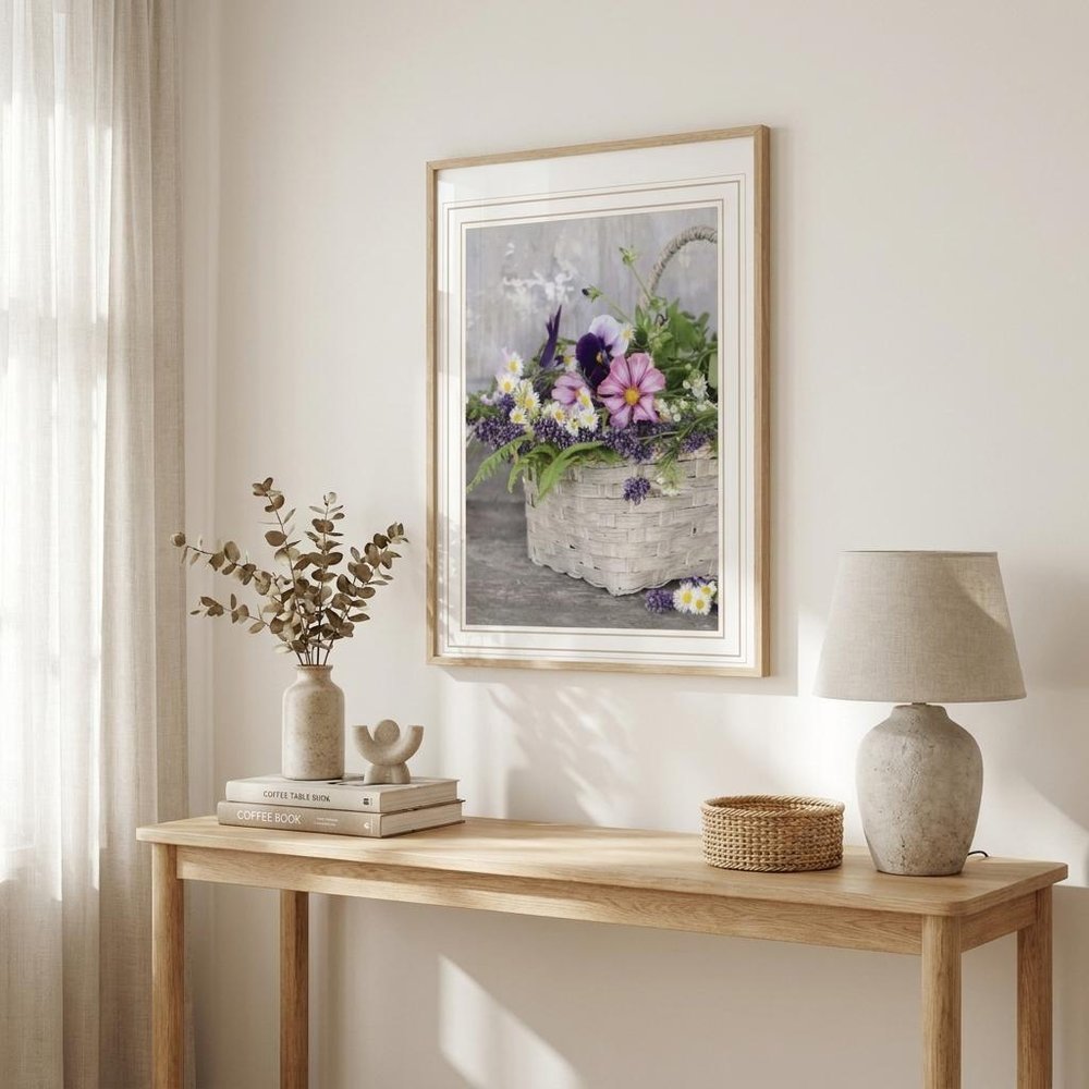 Fresh Garden Basket White Framed Print Wall Art