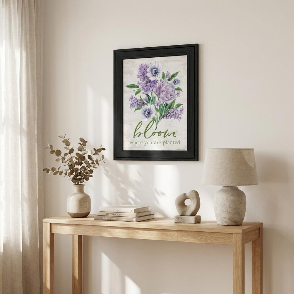 Bloom Where You Are Planted Black Framed Print Wall Art
