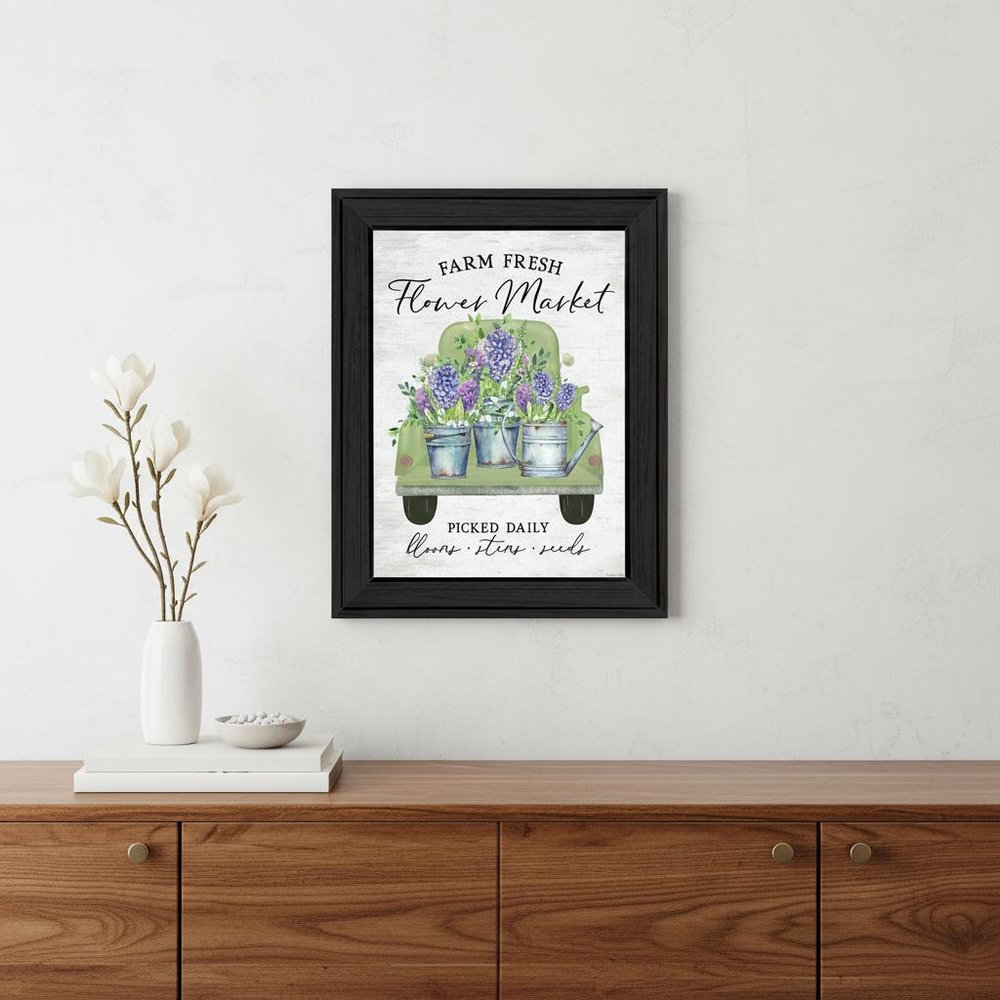 Flower Market Hyacinths Black Framed Print Wall Art