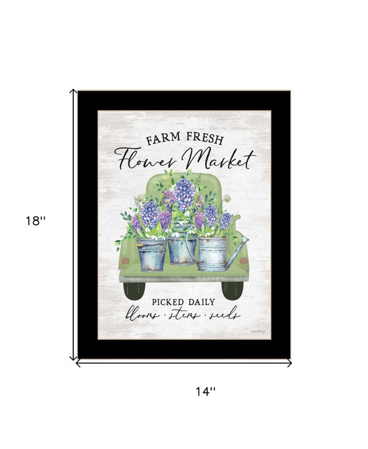 Flower Market Hyacinths Black Framed Print Wall Art