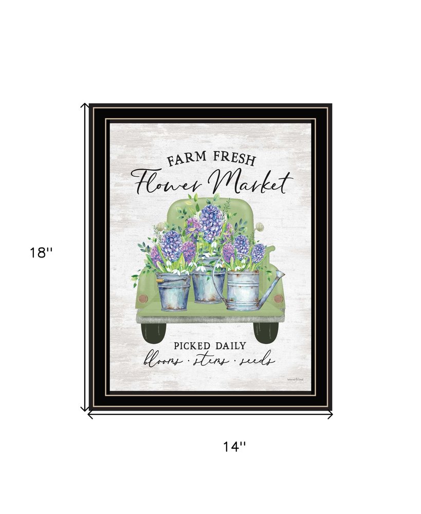 Flower Market Hyacinths Black Framed Print Wall Art