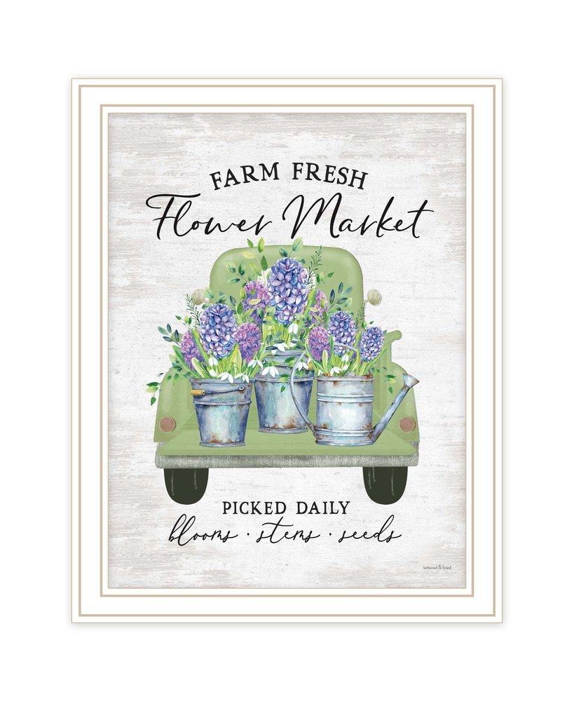 Flower Market Hyacinths Black Framed Print Wall Art