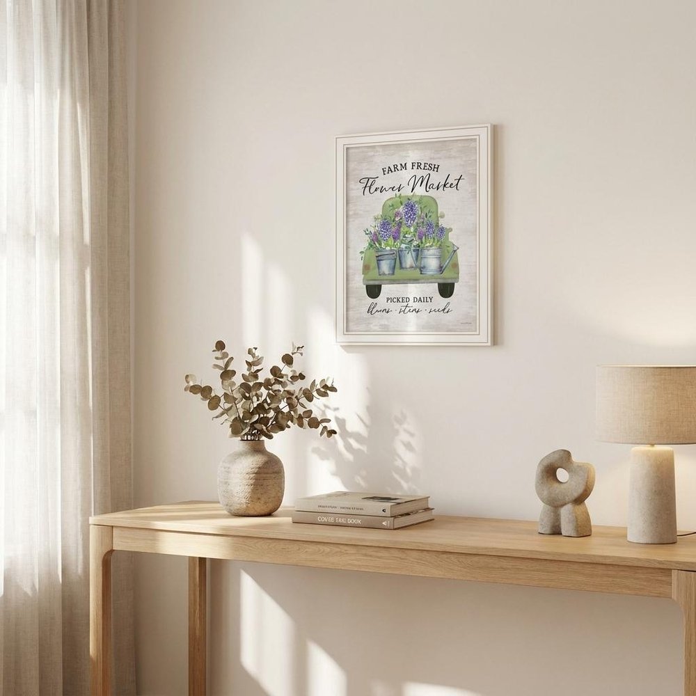 Flower Market Hyacinths Black Framed Print Wall Art