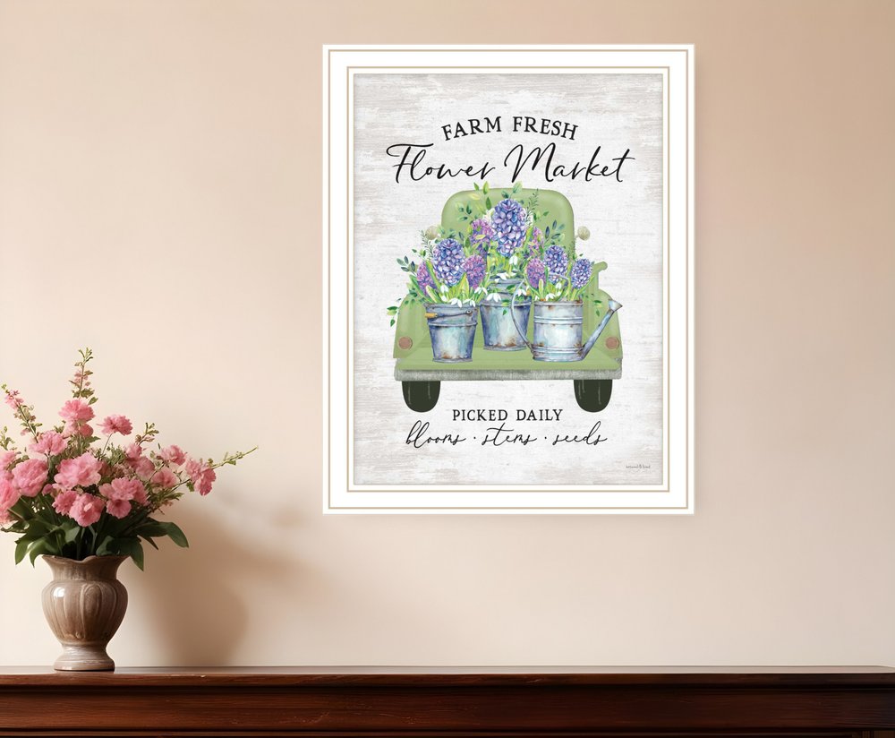 Flower Market Hyacinths Black Framed Print Wall Art