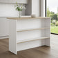 White and Natural 47" Kitchen Island With Storage
