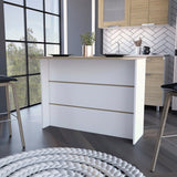 White and Natural 47" Kitchen Island With Storage