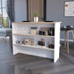 White and Natural 47" Kitchen Island With Storage