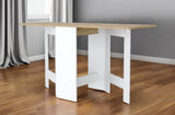 24" Brown And White Folding Sled Base Dining Table