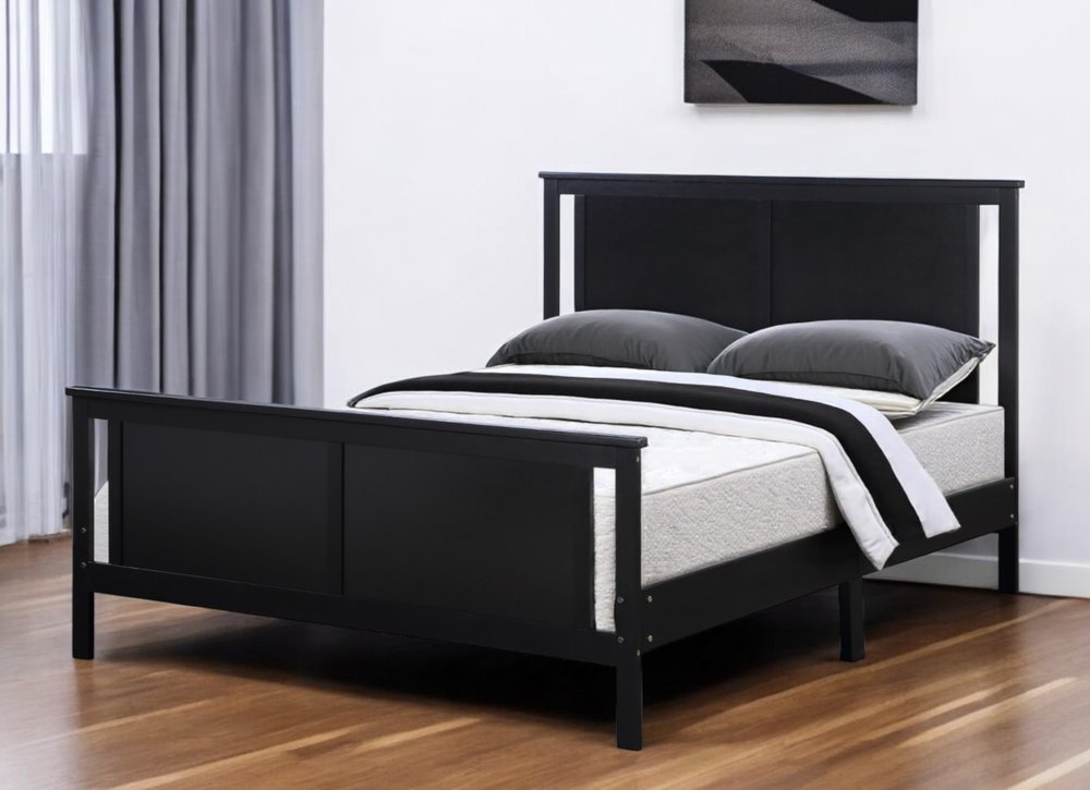Black And Walnut Reversible Solid Wood Full Bed Frame