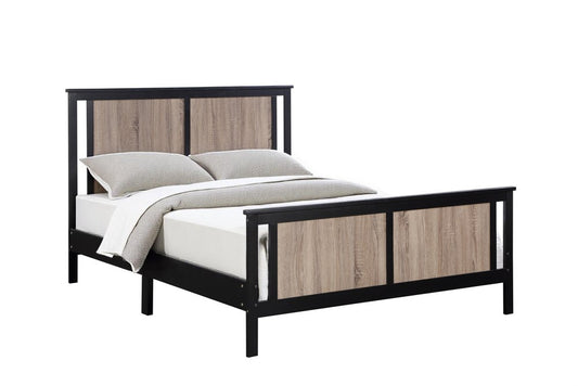 Black And Walnut Reversible Solid Wood Full Bed Frame