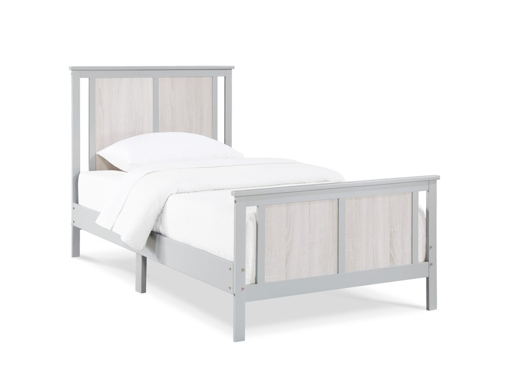 Gray And White Reversible Solid Wood Twin Bed Frame