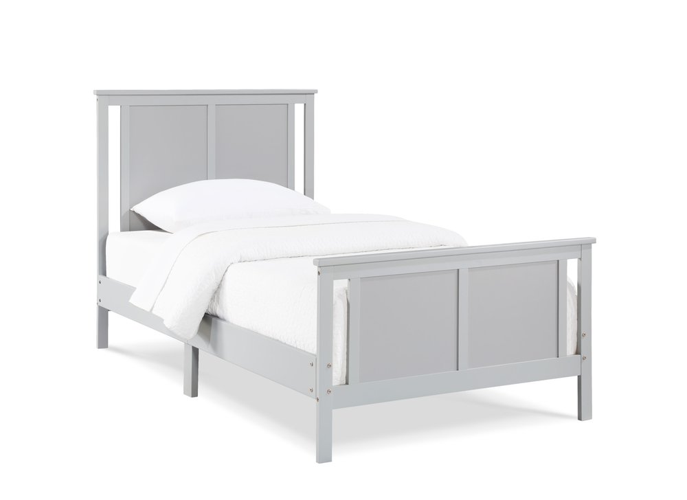 Gray And White Reversible Solid Wood Twin Bed Frame