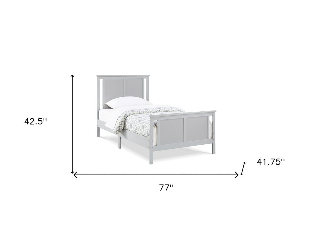 Gray And White Reversible Solid Wood Twin Bed Frame
