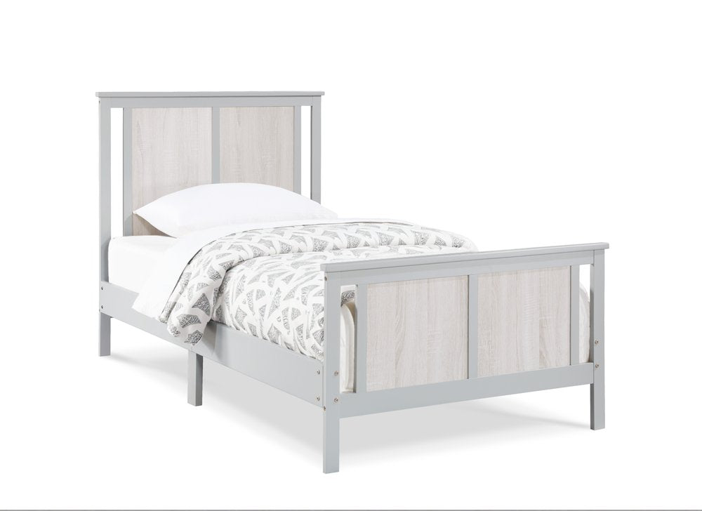 Gray And White Reversible Solid Wood Twin Bed Frame
