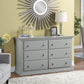 56" Gray Solid and Manufactured Wood Six Drawer Double Dresser