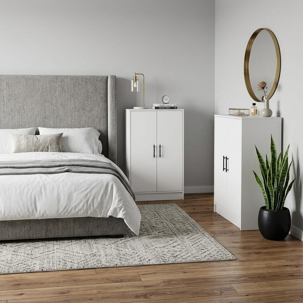 Two Piece White Bedroom Set