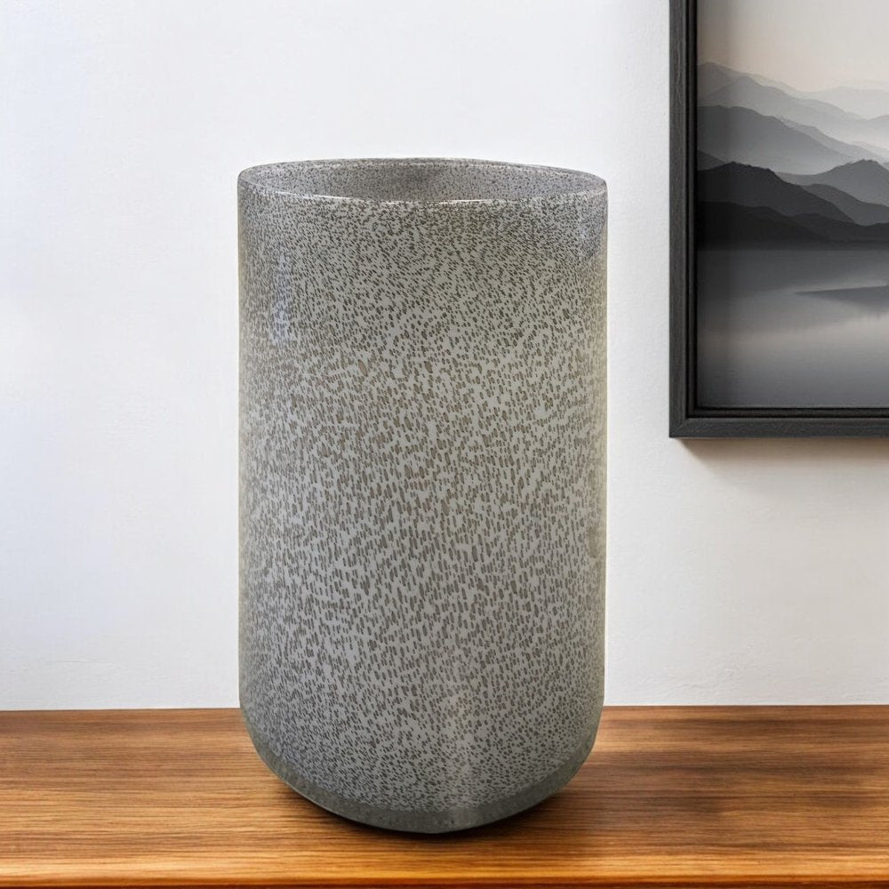 15" Lavender Handblown Speckle Glass Table Vase