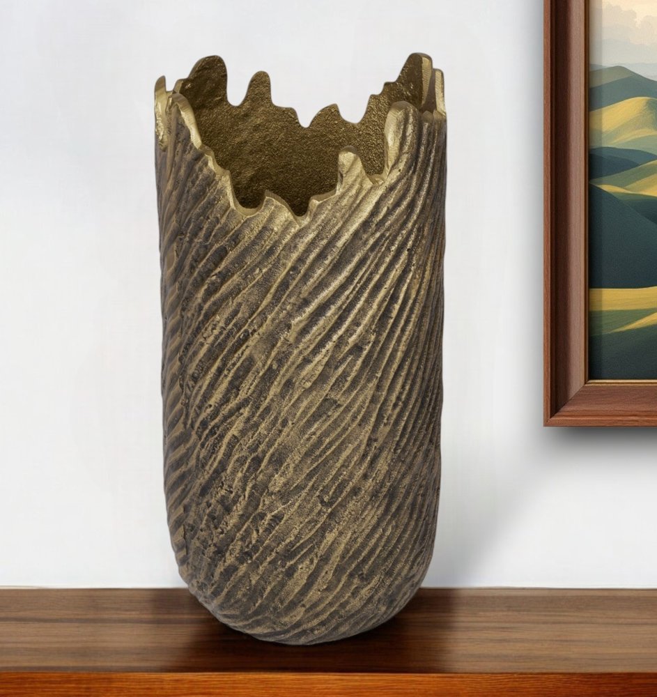 17" Gold Abstract Aluminum Table Vase