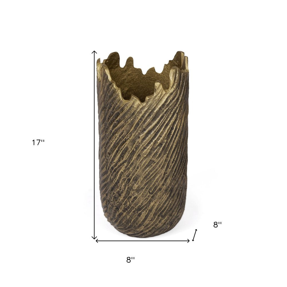 17" Gold Abstract Aluminum Table Vase