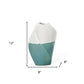 12" Green and Ivory Ombre Wavy Ceramic Table Vase