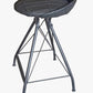 24" Gray Leather and Iron Low Back Counter Height Swivel Bar Chair