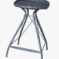 24" Gray Leather and Iron Low Back Counter Height Swivel Bar Chair