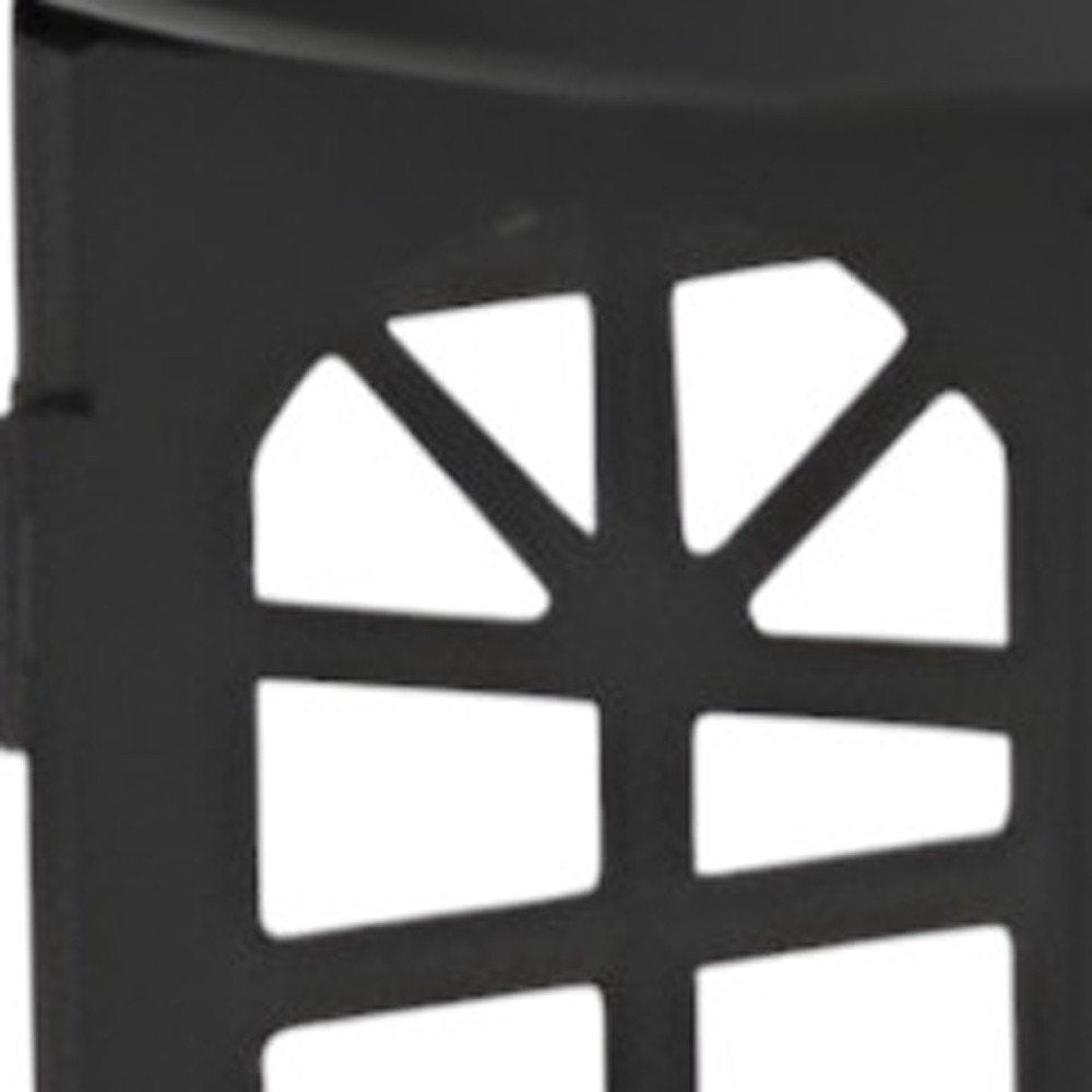 Set of Two Black Metal Celestial Tabletop Lantern Candle Holders