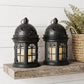 Set of Two Black Metal Celestial Tabletop Lantern Candle Holders