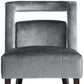 26" Gray and Black Velvet Tufted Side Chair