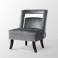 26" Gray and Black Velvet Tufted Side Chair