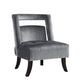 26" Gray and Black Velvet Tufted Side Chair