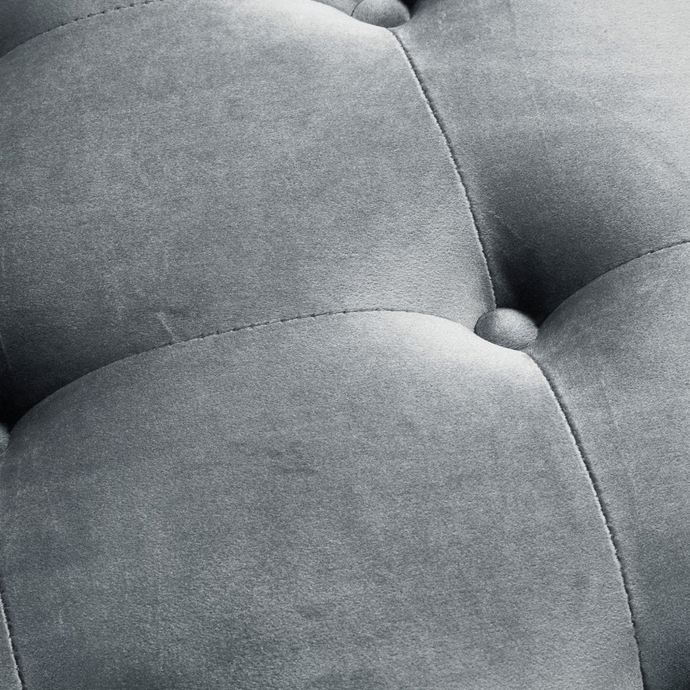 26" Gray and Black Velvet Tufted Side Chair