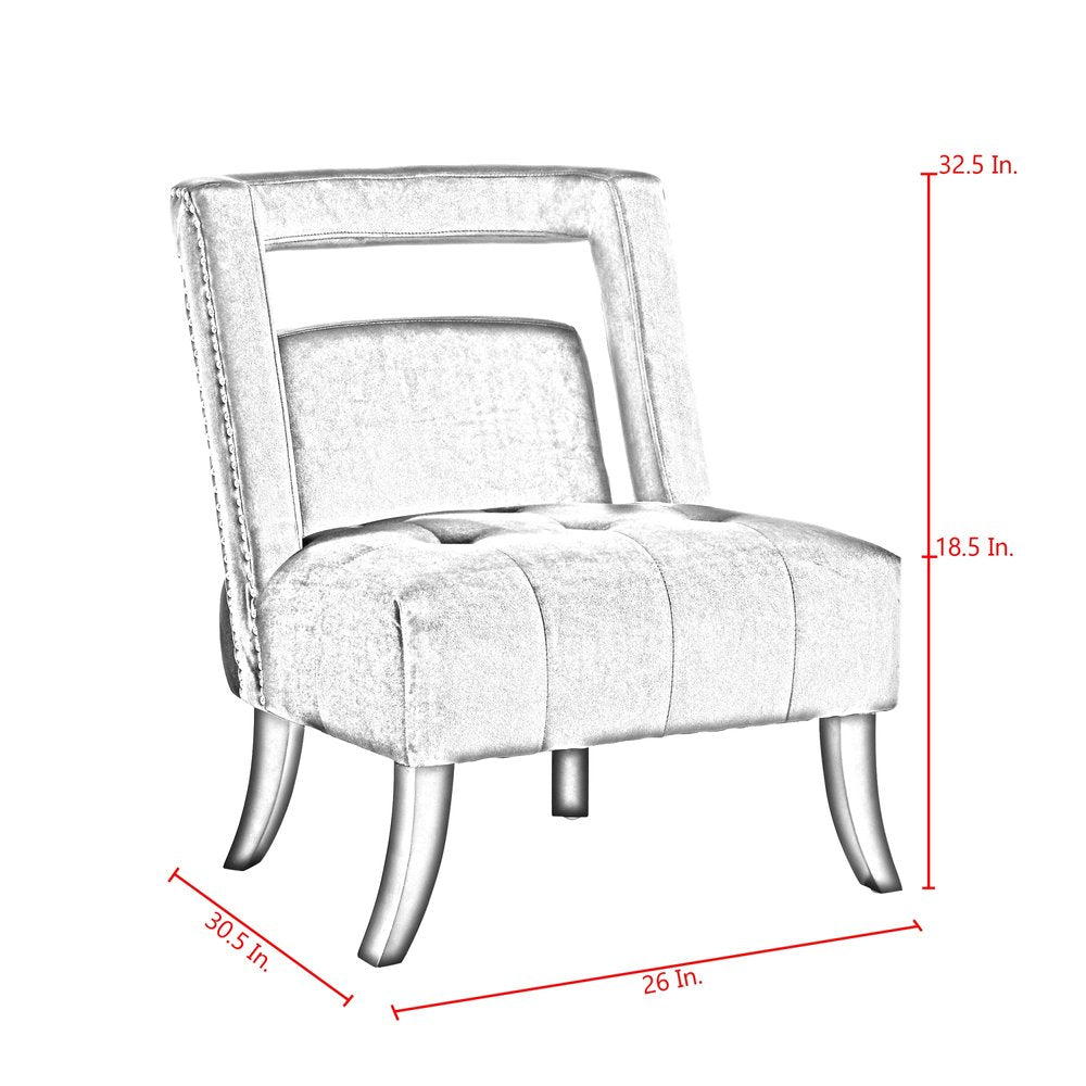 26" Gray and Black Velvet Tufted Side Chair