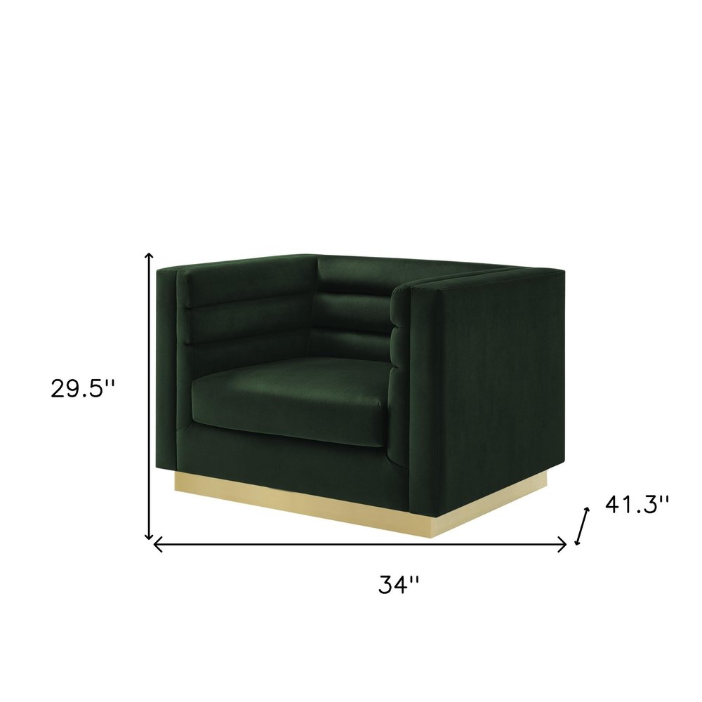 34" Hunter Green Velvet Tufted Club Chair