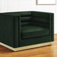 34" Hunter Green Velvet Tufted Club Chair