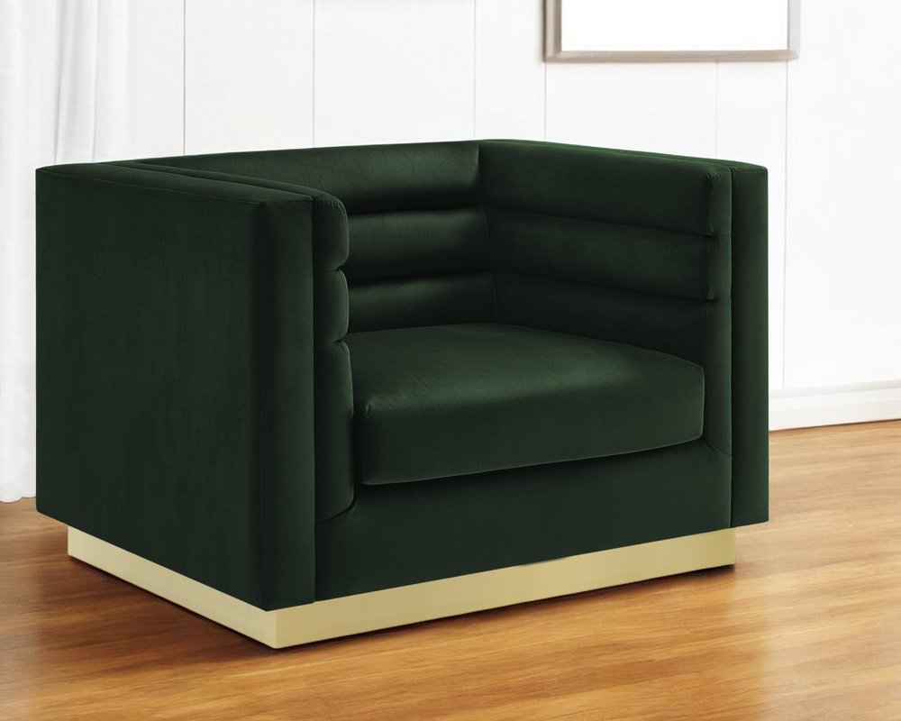 34" Hunter Green Velvet Tufted Club Chair
