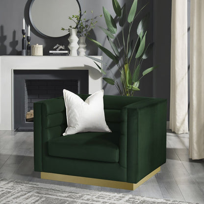 34" Hunter Green Velvet Tufted Club Chair