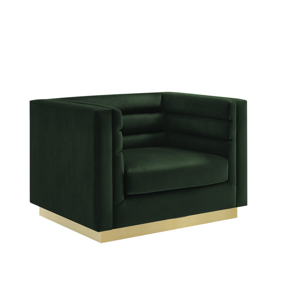 34" Hunter Green Velvet Tufted Club Chair