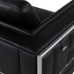47" Black And Silver Top Grain Leather Club Chair