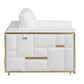 47" White And Gold Top Grain Leather Club Chair