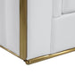 47" White And Gold Top Grain Leather Club Chair