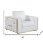 47" White And Gold Top Grain Leather Club Chair