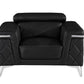 42" Black And Silver Top Grain Leather Club Chair