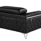 42" Black And Silver Top Grain Leather Club Chair